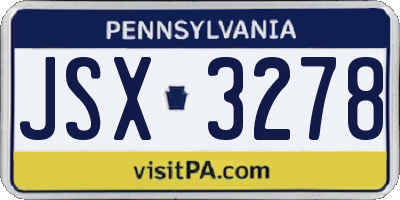 PA license plate JSX3278