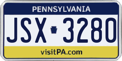 PA license plate JSX3280