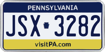 PA license plate JSX3282