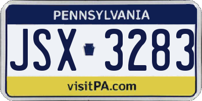 PA license plate JSX3283