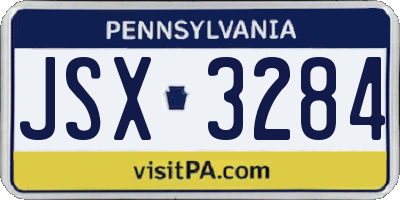 PA license plate JSX3284