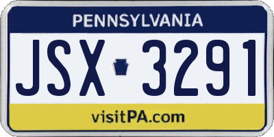 PA license plate JSX3291