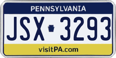 PA license plate JSX3293