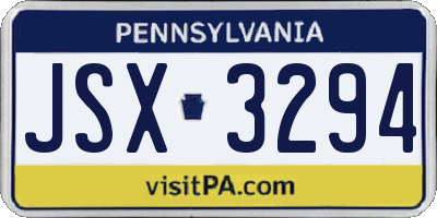 PA license plate JSX3294