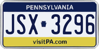 PA license plate JSX3296