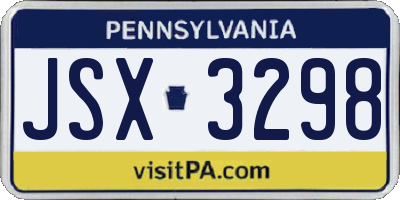 PA license plate JSX3298