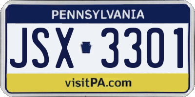 PA license plate JSX3301