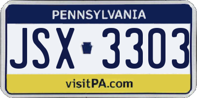 PA license plate JSX3303