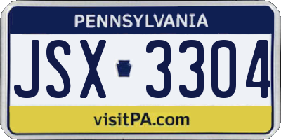 PA license plate JSX3304