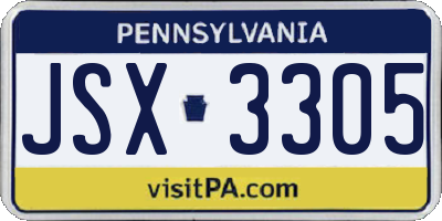 PA license plate JSX3305
