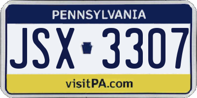 PA license plate JSX3307