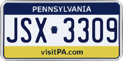 PA license plate JSX3309