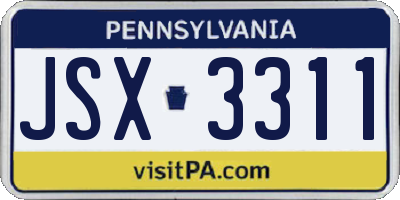 PA license plate JSX3311