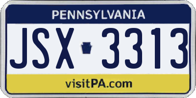 PA license plate JSX3313