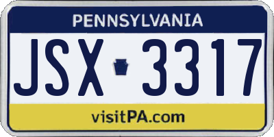 PA license plate JSX3317