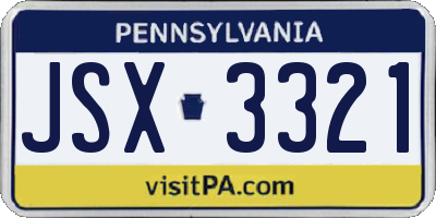 PA license plate JSX3321