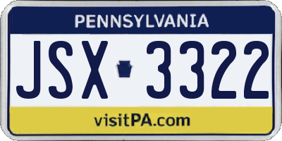 PA license plate JSX3322