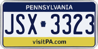 PA license plate JSX3323
