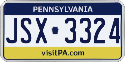 PA license plate JSX3324