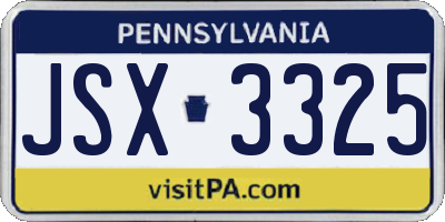 PA license plate JSX3325