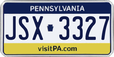 PA license plate JSX3327