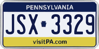 PA license plate JSX3329