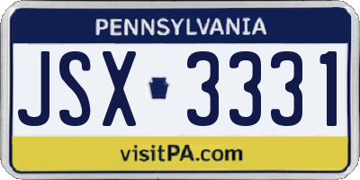 PA license plate JSX3331