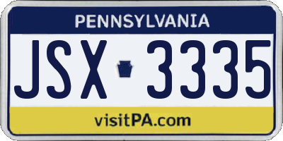 PA license plate JSX3335