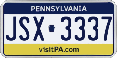 PA license plate JSX3337