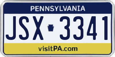 PA license plate JSX3341