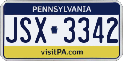 PA license plate JSX3342