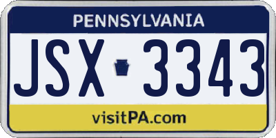 PA license plate JSX3343