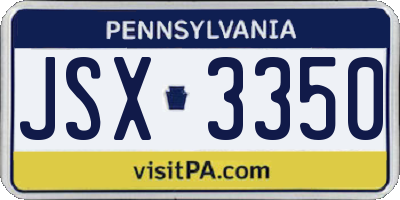 PA license plate JSX3350