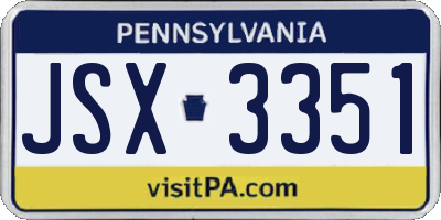 PA license plate JSX3351