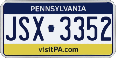 PA license plate JSX3352