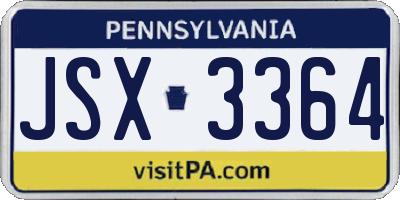 PA license plate JSX3364