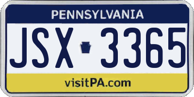 PA license plate JSX3365