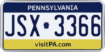 PA license plate JSX3366