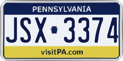 PA license plate JSX3374