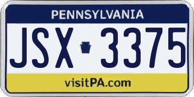 PA license plate JSX3375