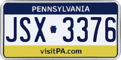 PA license plate JSX3376