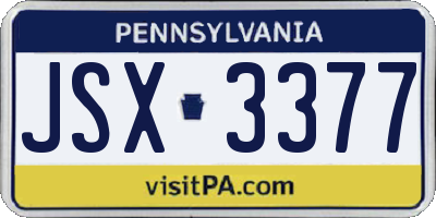 PA license plate JSX3377