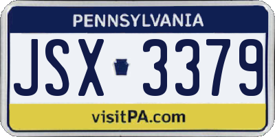PA license plate JSX3379
