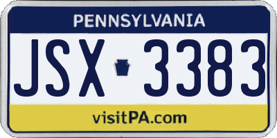 PA license plate JSX3383