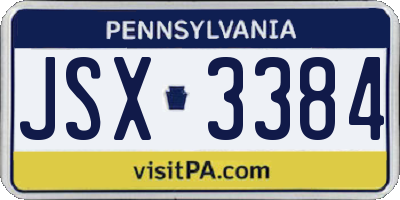 PA license plate JSX3384
