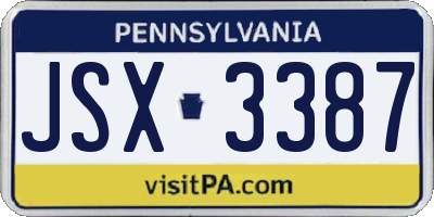PA license plate JSX3387