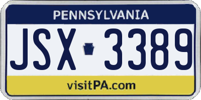 PA license plate JSX3389