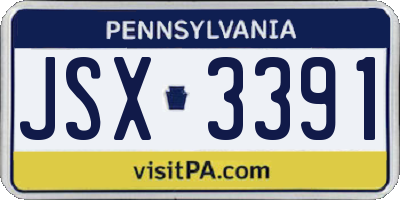 PA license plate JSX3391