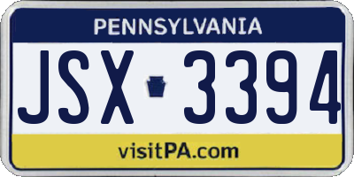 PA license plate JSX3394