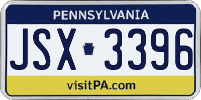 PA license plate JSX3396
